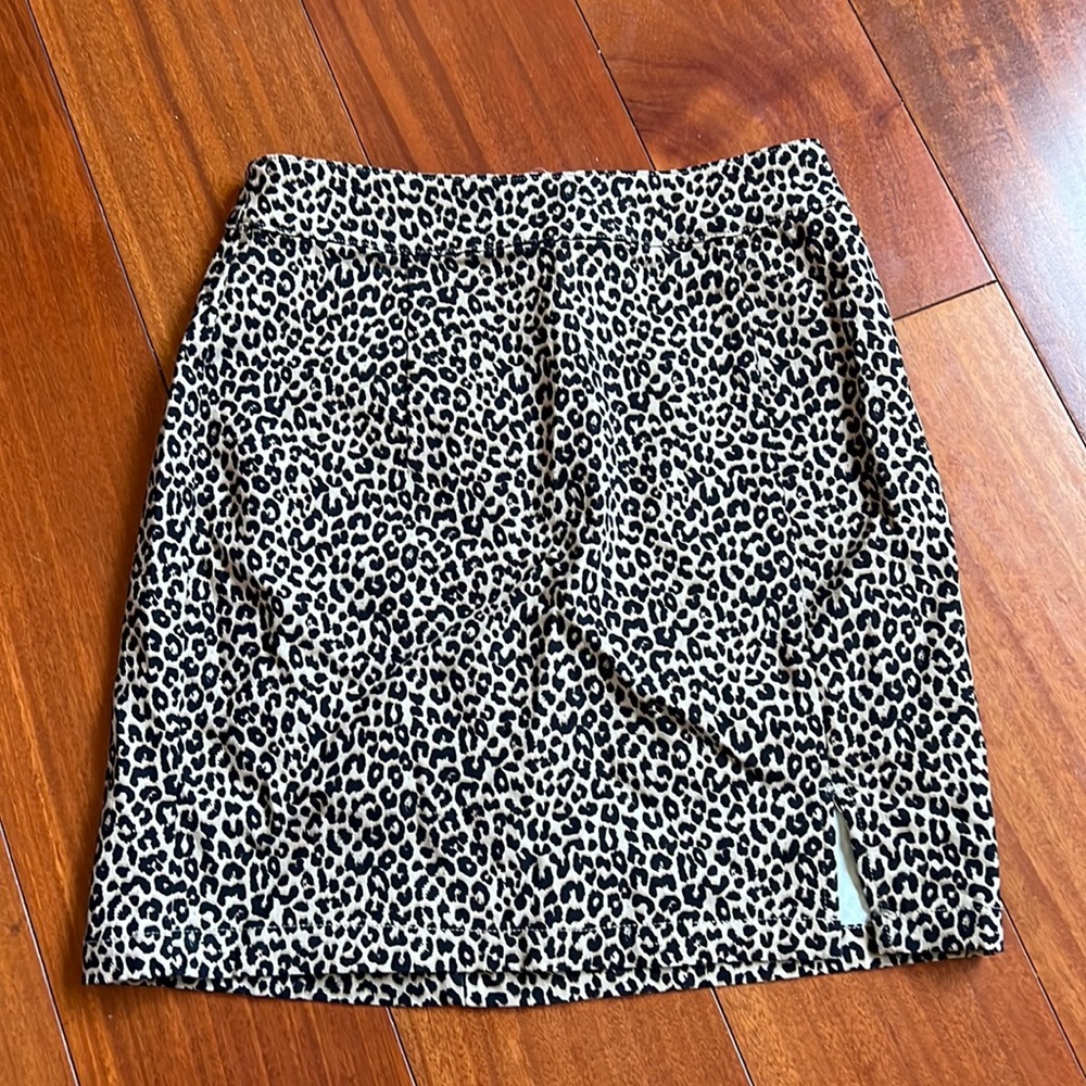 Garage Leopard Mini Skirt with a Side Slit